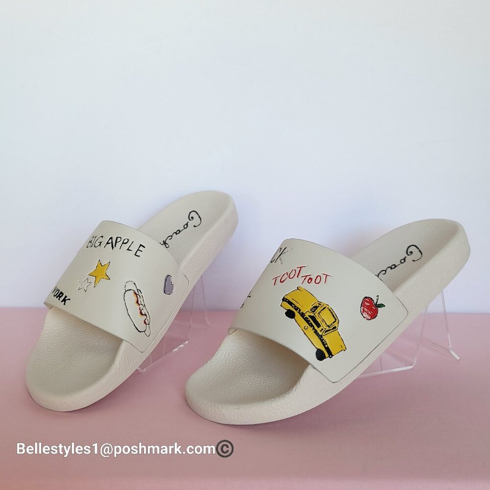 COACH Udele Sport Slide With Sketch Print. Women’s Size 9B. Chalk color⭐ - Picture 5 of 16